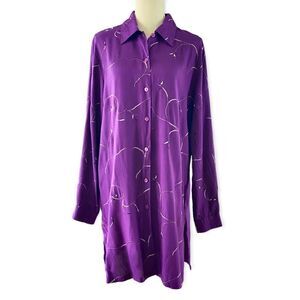 Antthony Originals Purple Embroidered Tunic Blouse M